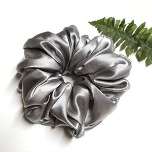 8 for $15 * Large Satin Silver Scrunchie